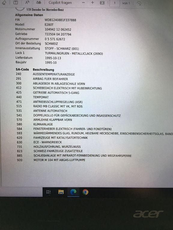 Gebraucht Mercedes 280 193 PS (141 kW) 1995 Grün Kombi