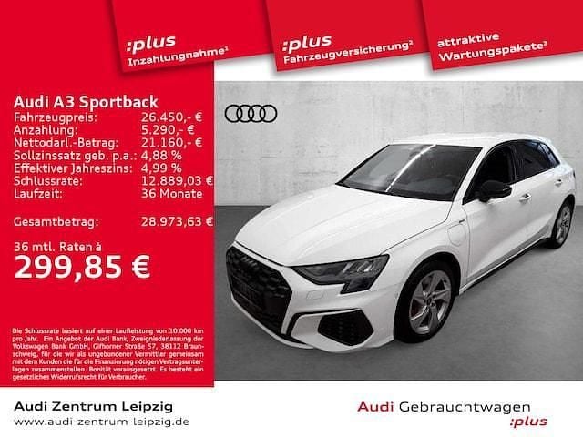 Ibisweiß Gebraucht 2023 Audi A3 Sportback e-tron S-Line Kleinwagen | 25.550 € (Guter Preis) - Bild 1/3