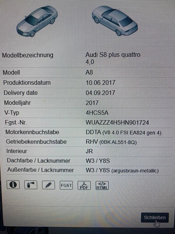 Usata Audi S8 plus 605 CV (444 kW) 2017 Marrone Berlina