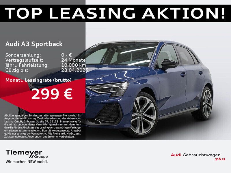 Blau Gebraucht 2024 Audi A3 Sportback S-Line Limousine | 39.630 € (Teuer) - Bild 1/4