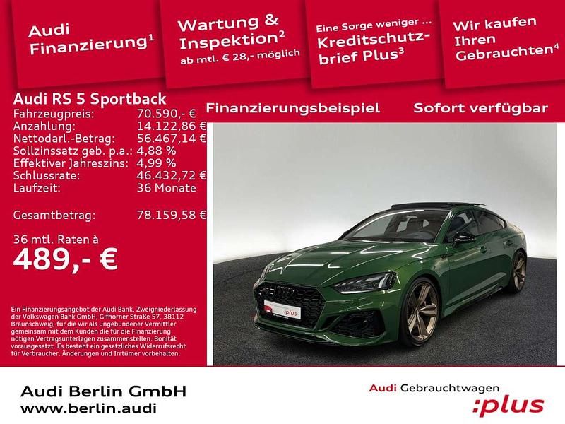 Sonomagrün metallic Gebraucht 2022 Audi RS5 Limousine | 70.590 € (Fairer Preis) - Bild 1/3