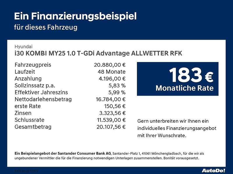 Gebraucht Hyundai i30 Advantage 101 PS (74 kW) 2025 Shimmering silver Kombi