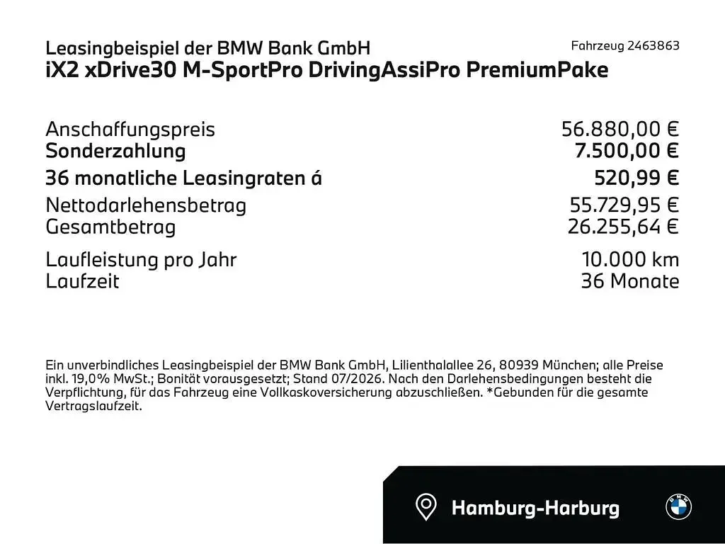 Neu BMW iX2 Comfort Edition 230 kW (313 PS) 2026 Skyscraper grau (grau) SUV