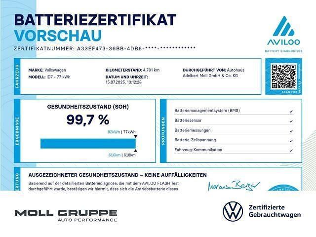 Aquamarinblau metallic schwarz Gebraucht 2025 VW ID.7 Pro Limousine | 53.690 € (Etwas zu teuer) - Bild 1/4