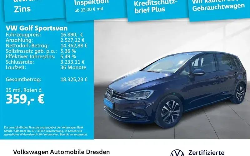 Gebraucht VW Golf United 131 PS (96 kW) 2020 Atlantik blue metallic Van / Kleinbus