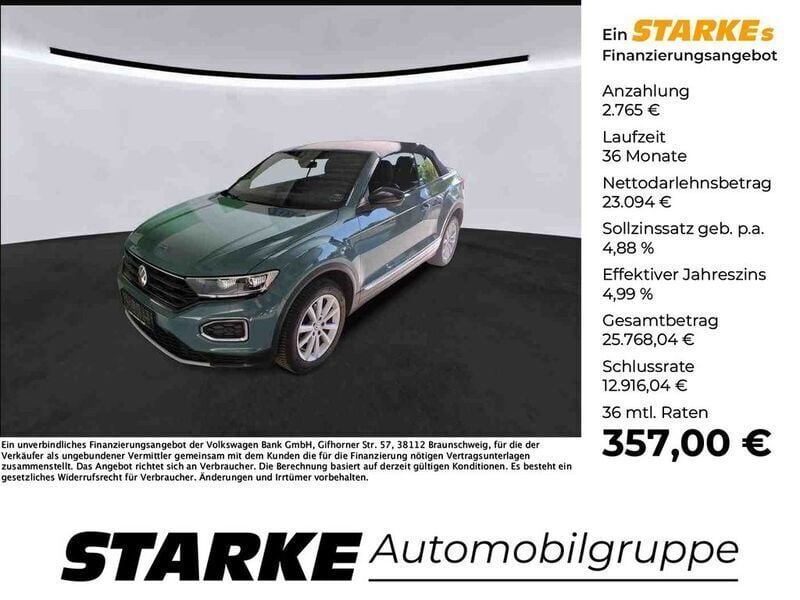 Cactus green Gebraucht 2021 VW T-Roc Cabriolet Style Cabrio | 25.859 € (Fairer Preis) - Bild 1/3