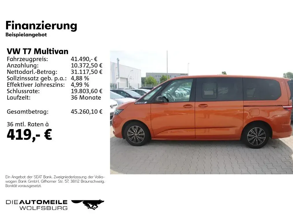 Gebraucht VW Multivan 150 PS (110 kW) 2023 Energetic orange metallic Van / Kleinbus