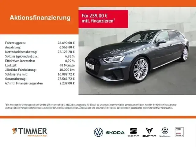 Gebraucht Audi A4 S-Line 204 PS (150 kW) 2023 Silber Kombi