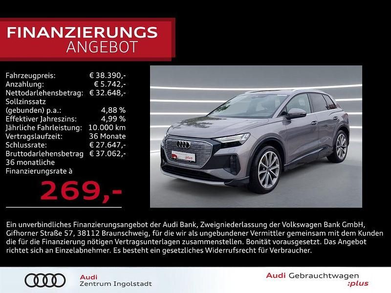 Taifungrau metallic Gebraucht 2022 Audi Q4 e-tron Ambiente SUV | 38.390 € (Fairer Preis) - Bild 1/3