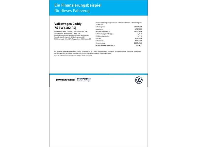 Gebraucht VW Caddy Basis 102 PS (75 kW) 2023 Weiss Van / Kleinbus