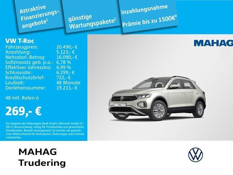 Grau Gebraucht 2023 VW T-Roc Life SUV | 20.490 € (Superpreis) - Bild 1/2
