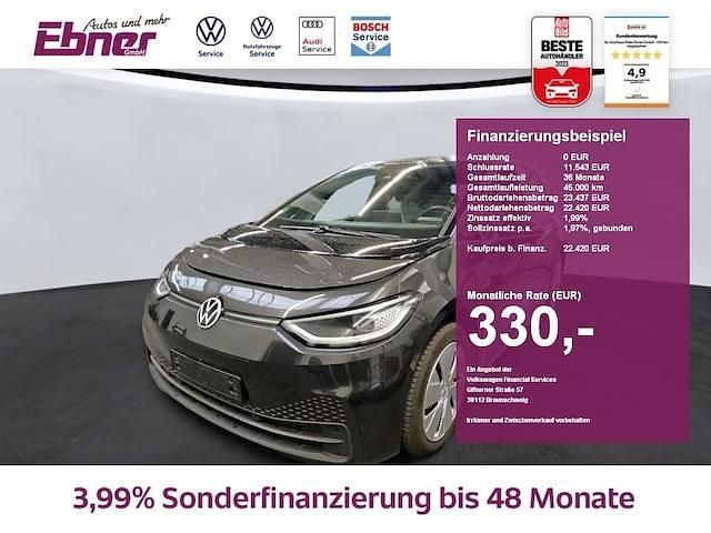 Gebraucht VW ID.3 Pro 150 kW (204 PS) 2021 Gletscherweiß schwarz (metallic) Kleinwagen