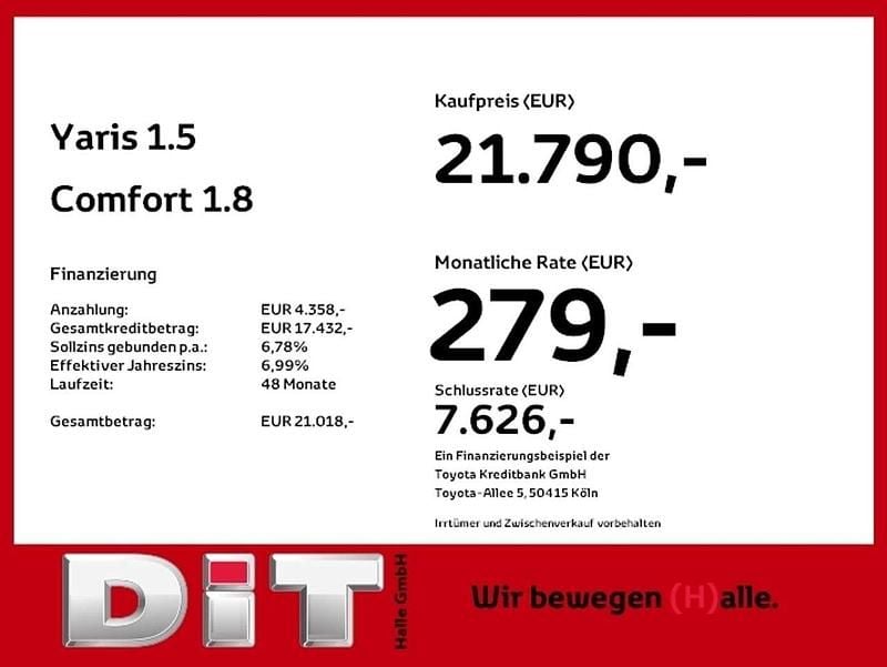 Neu Toyota Yaris Hybrid Comfort 116 PS (85 kW) 2025 Schneeweiß Limousine
