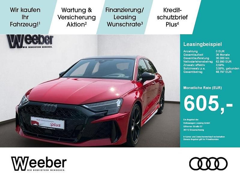 Progressivrot metallic Gebraucht 2025 Audi RS3 Sportback Ambiente Kleinwagen | 62.990 € (Superpreis) - Bild 1/4