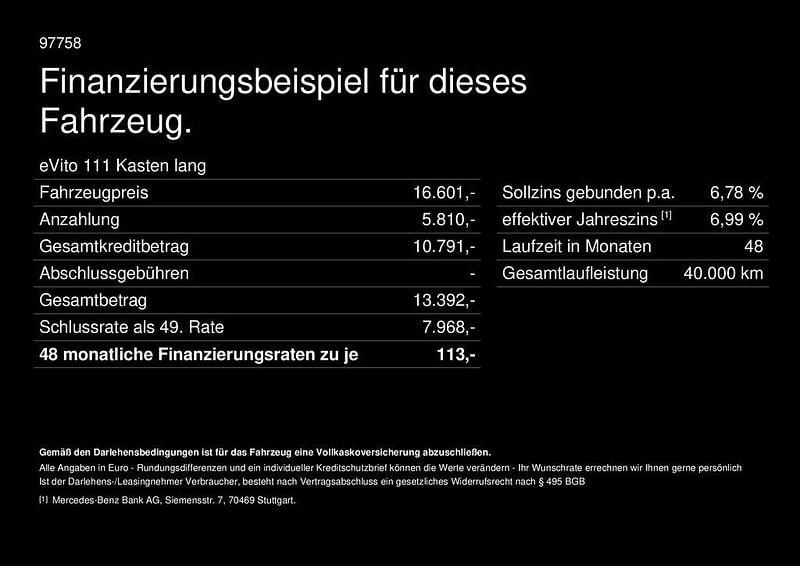 Gebraucht Mercedes e-Vito 85 kW (116 PS) 2021 Weiß Van / Kleinbus