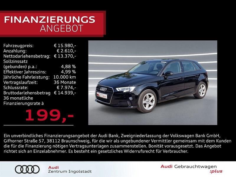 Schwarz Gebraucht 2020 Audi A3 Sportback g-tron Comfort Limousine | 15.980 € (Guter Preis) - Bild 1/3
