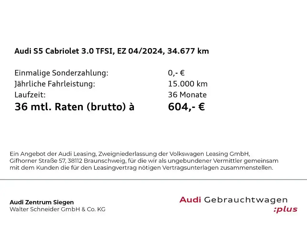 Gebraucht Audi S5 Cabriolet Design 354 PS (260 kW) 2024 Chronosgrau metallic Cabrio