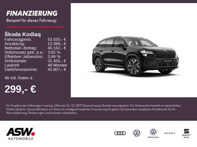 Schwarz Neu 2025 Skoda Kodiaq SportLine SUV | 53.550 € (Fairer Preis) - Bild 1/4