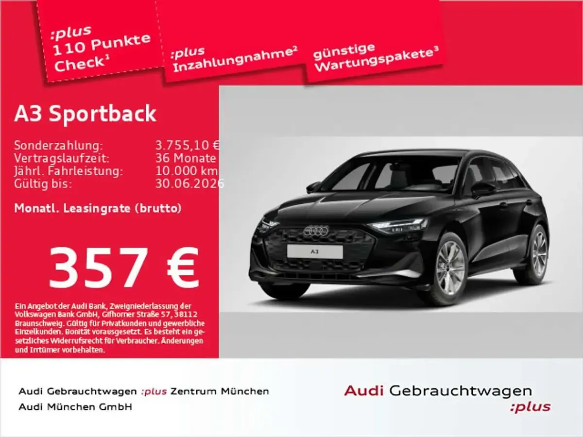 Second-hand Audi A3 Advanced 204 CP (150 kW) 2025 Negru Berlinǎ