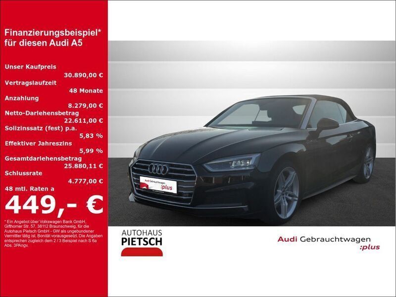 Schwarz Gebraucht 2018 Audi A5 Cabriolet S-Line Cabrio | 31.980 € (Etwas zu teuer) - Bild 1/4