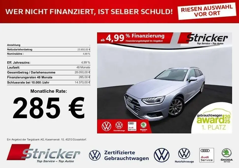 Używany Audi A4 Advanced Plus 204 KM (150 kW) 2022 Srebrny Kombi