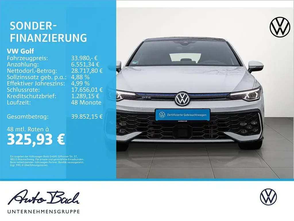 Gebraucht VW Golf VIII GTE 272 PS (200 kW) 2024 Pure white/schwarz Limousine