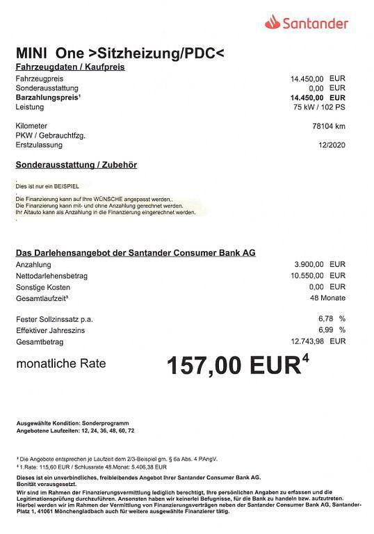 Gebraucht Mini ONE 102 PS (75 kW) 2020 Schwarz Kleinwagen