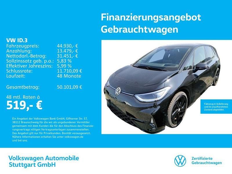 Grenadillschwarz metallic/schw Gebraucht 2024 VW ID.3 GTX Kleinwagen | 44.930 € - Bild 1/4