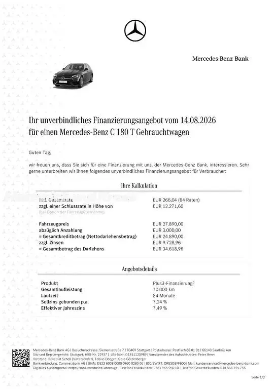Gebraucht Mercedes C180 AMG line 170 PS (125 kW) 2022 Obsidianschwarz  lack Kombi