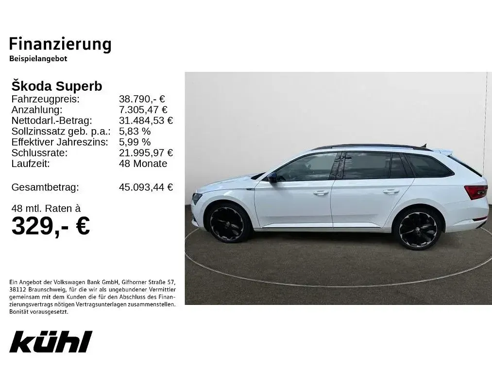 Gebraucht Skoda Superb SportLine 200 PS (147 kW) 2024 Moonweiß perleffekt Kombi