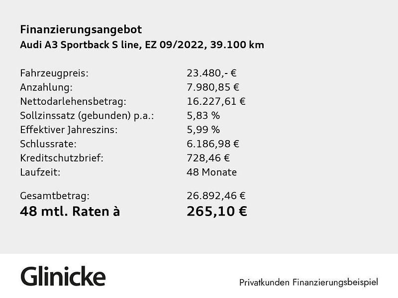 Gebraucht Audi A3 S-Line 150 PS (110 kW) 2022 Daytonagrau perleffekt Limousine