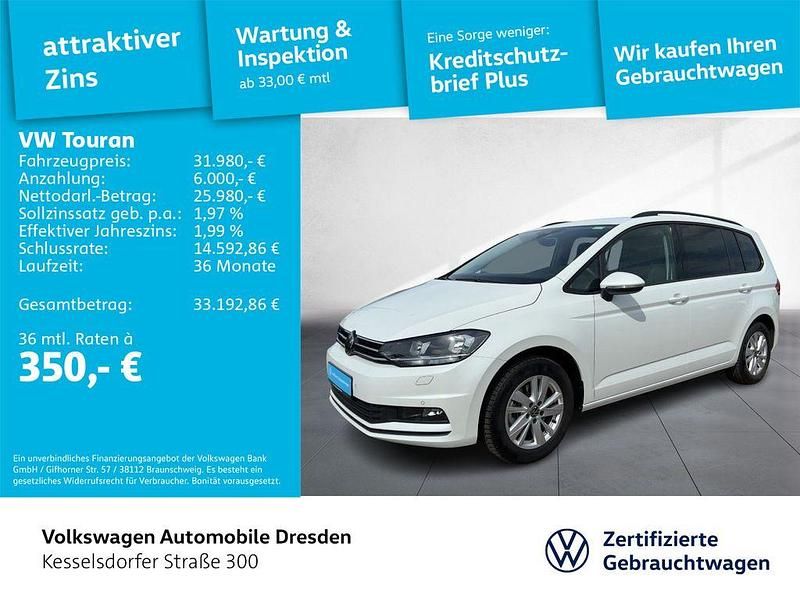 Oryxweiß perlmutteffekt Gebraucht 2024 VW Touran Comfortline Van / Kleinbus | 31.980 € (Fairer Preis) - Bild 1/4
