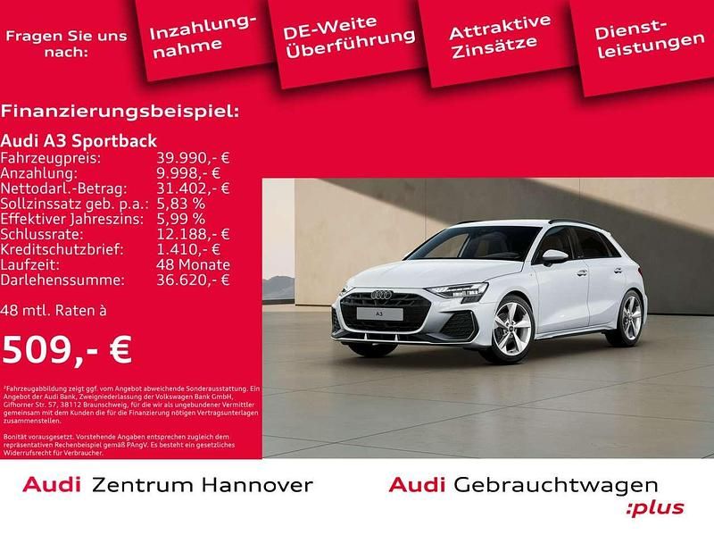Gletscherweiß metallic Gebraucht 2024 Audi A3 S-Line Limousine | 39.990 € (Fairer Preis) - Bild 1/4