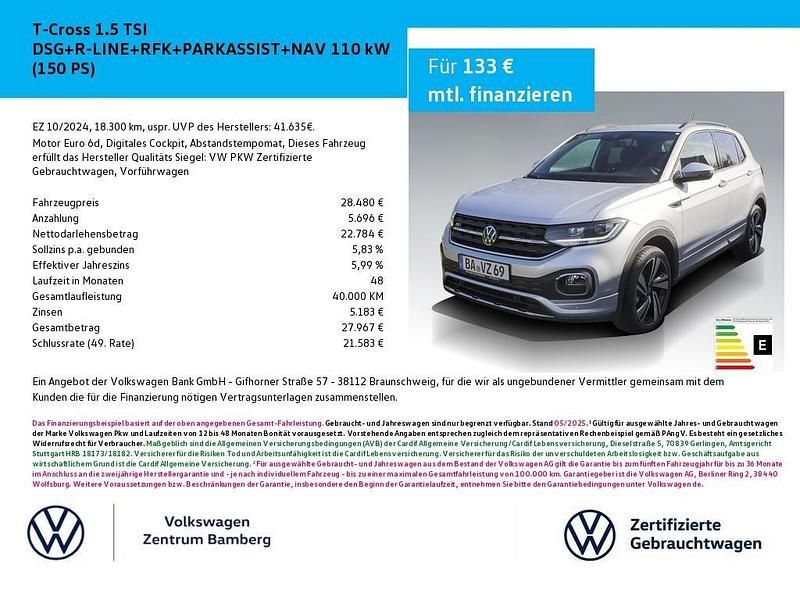 Silber Gebraucht 2023 VW T-Cross R-line SUV | 28.480 € - Bild 1/4