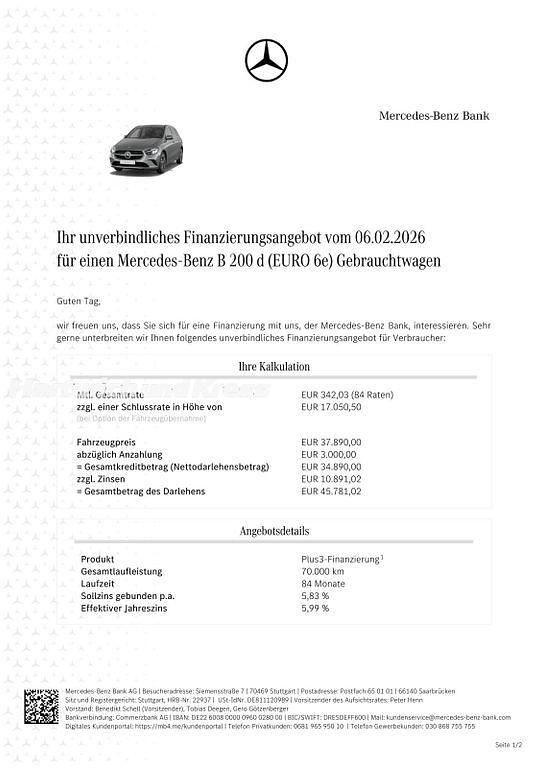 Gebraucht Mercedes B200 Progressive 150 PS (110 kW) 2025 Grau Van / Kleinbus