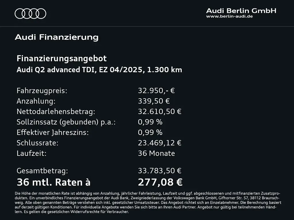Gebraucht Audi Q2 Advanced Plus 150 PS (110 kW) 2025 Grau SUV
