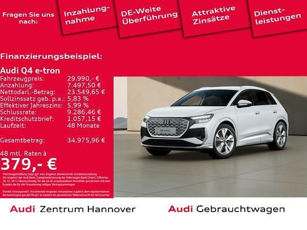 Weiß (2y gletscherweiß metallic) Gebraucht 2022 Audi Q4 e-tron S-Line SUV | 29.991 € (Guter Preis) - Bild 1/4