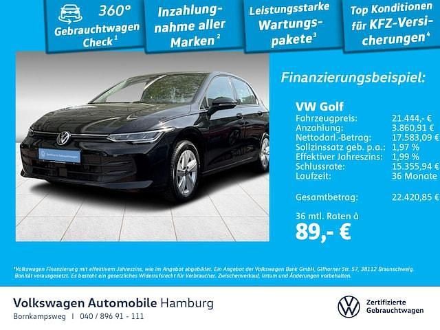 Grenadillschwarz metallic Gebraucht 2024 VW Golf VIII Life Limousine | 24.888 € (Fairer Preis) - Bild 1/3