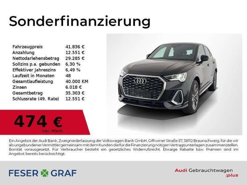 Mythosschwarz metallic Gebraucht 2024 Audi Q3 Sportback Ambiente SUV | 41.836 € (Guter Preis) - Bild 1/2