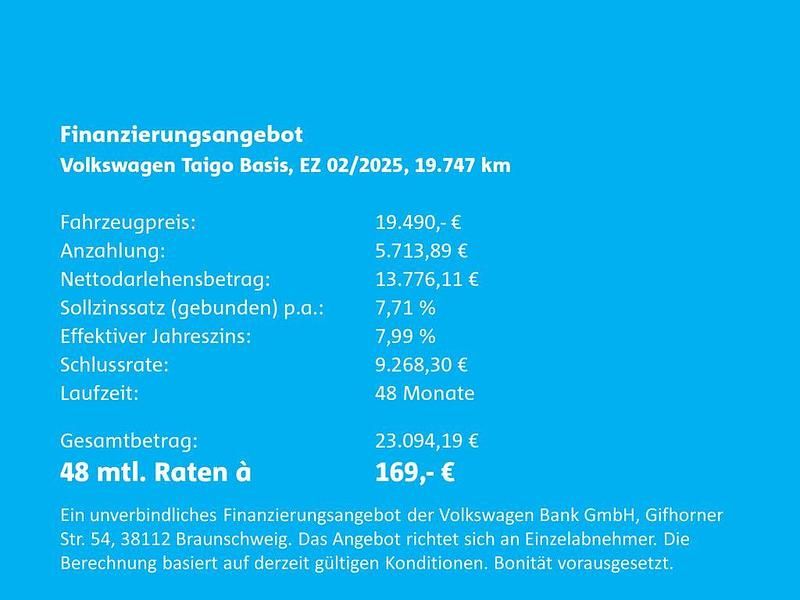Gebraucht VW Taigo Basis 95 PS (69 kW) 2025 Schwarz SUV