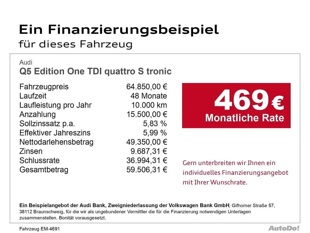 Second-hand Audi Q5 Edition .1 204 CP (150 kW) 2025 Negru SUV