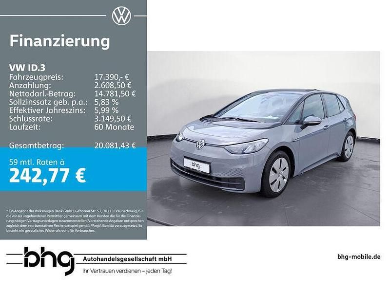 Mondsteingrau/schwarz Gebraucht 2021 VW ID.3 Pure Kleinwagen | 17.390 € (Guter Preis) - Bild 1/4