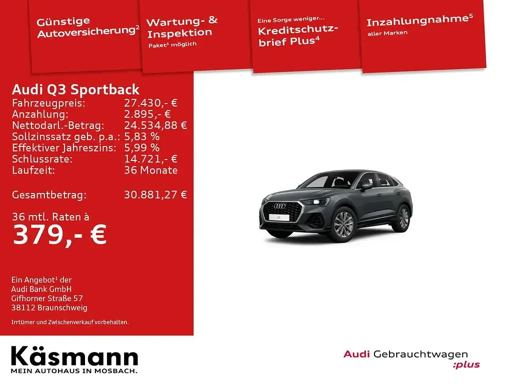 Gebraucht Audi Q3 Sportback Sport 150 PS (110 kW) 2022 Grau SUV