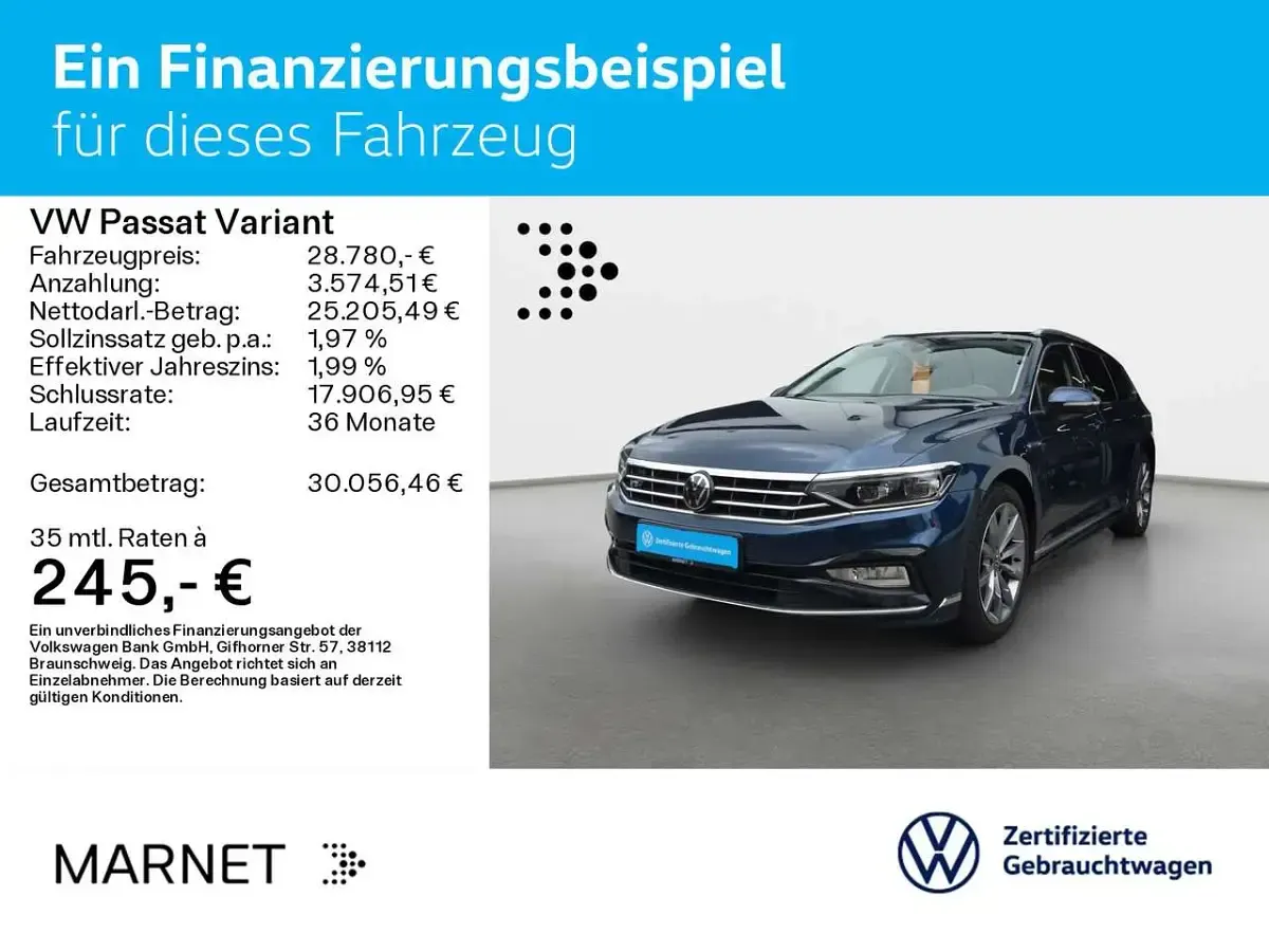 Gebraucht VW Passat Elegance 200 PS (147 kW) 2023 Aquamarinblau metallic Kombi