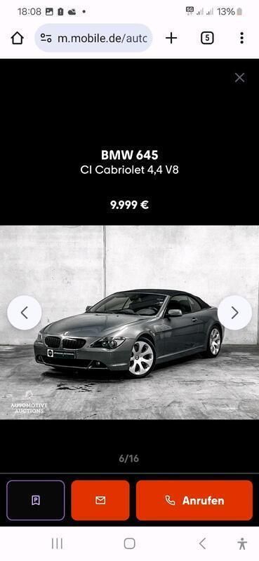 Silber Gebraucht 2007 BMW 645 Cabriolet Cabrio | 9.999 € (Fairer Preis) - Bild 1/4