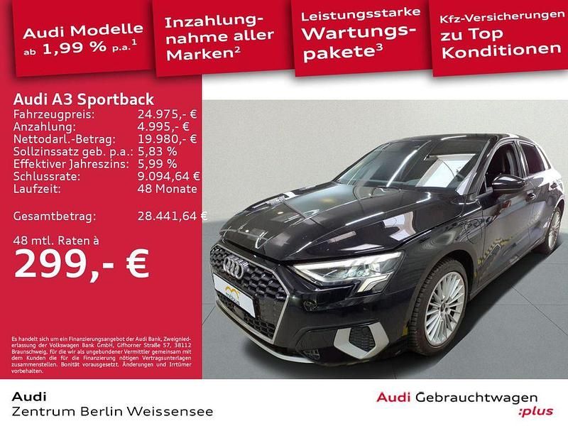 Brillantschwarz Gebraucht 2022 Audi A3 Sportback e-tron Advanced Plus Kleinwagen | 24.975 € (Fairer Preis) - Bild 1/4