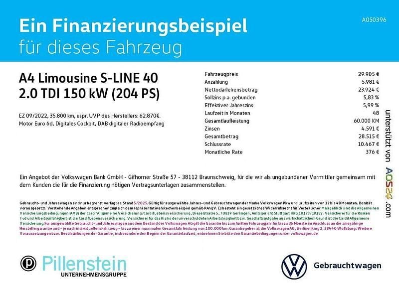 Gebraucht Audi A4 S-Line 204 PS (150 kW) 2022 Schwarz Limousine