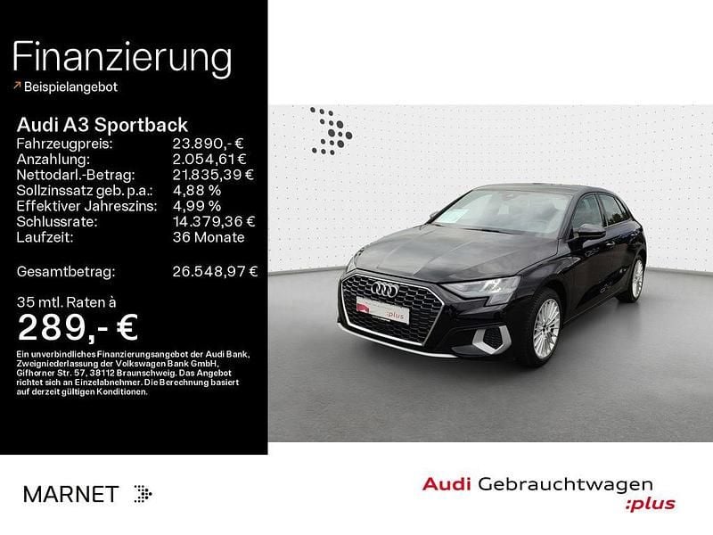 Schwarz Gebraucht 2022 Audi A3 Sportback e-tron Advanced Limousine | 23.890 € (Guter Preis) - Bild 1/4