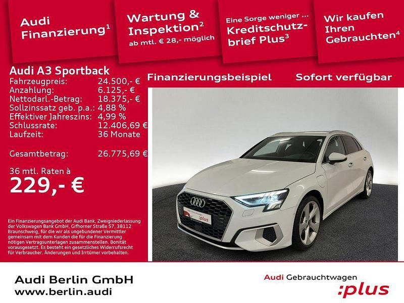 Weiß Gebraucht 2021 Audi A3 Sportback e-tron Advanced Kleinwagen | 24.500 € (Etwas zu teuer) - Bild 1/3