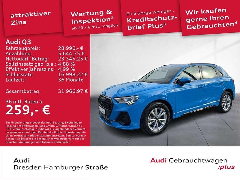 Turboblau Gebraucht 2023 Audi Q3 S-Line SUV | 28.990 € (Guter Preis) - Bild 1/3
